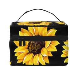 Animals Sea Turtles Damen Make-up-Tasche – tragbare Reise-Kosmetiktasche für Alltagsgegenstände, sonnenblume, Einheitsgröße von JCAKES