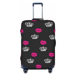 JCAKES Crown and Lips Gepäckabdeckung, Personalisierte Gepäckabdeckungen Trolley Case Protector Fashion Printed Washable Elastic Travel Suitcase Cover, 45.72-81.28cm, Krone und Lippen, XL von JCAKES