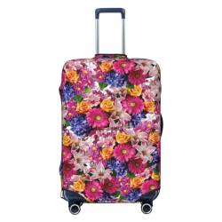 JCAKES Crown and Lips Gepäckabdeckung, Personalisierte Gepäckabdeckungen Trolley Case Protector Fashion Printed Washable Elastic Travel Suitcase Cover, 45.72-81.28cm, Rosa Blumen und goldene Rosen, S von JCAKES