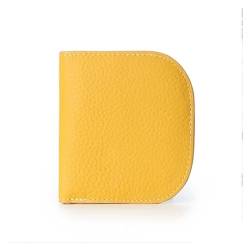 JCAKES Geldbörsen Brieftasche Neue Damen-Geldbörse aus Leder, schlank, einfach, Kartenhalter, tragbare Schnalle, Münzgeldbörsen, 6 Kartenfächer, reißfest Einfach (Color : Yellow) von JCAKES