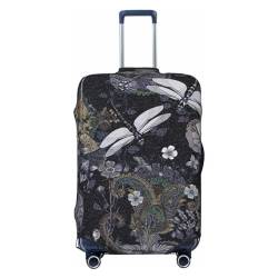 JCAKES Honey Bee Gepäckabdeckung, Personalisierte Gepäckabdeckungen Trolley Case Protector, Fashion Printed Washable Elastic Travel Suitcase Cover, 45.72-81.28cm, Libellen grau, L von JCAKES