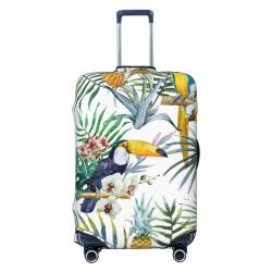 JCAKES Honey Bee Gepäckabdeckung, Personalisierte Gepäckabdeckungen Trolley Case Protector, Fashion Printed Washable Elastic Travel Suitcase Cover, 45.72-81.28cm, Tropische Blätter Vogel, L von JCAKES