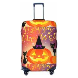 JCAKES Little Raccoon Face Gepäckabdeckung, personalisierte Gepäckhüllen, Trolley-Koffer-Schutz, modisch bedruckt, waschbar, elastisch, 45,72-81,28 cm, Happy Halloween Day, L von JCAKES