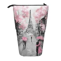 JCAKES Paris Street Tower Pink Floral Standing Pencil Case, Cute Pattern Pencil Case - Erweiterbare Make-up-Tasche, Pop-Up Office Stationery Organizer, Kosmetiktasche, Daily Essentials von JCAKES