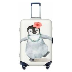 JCAKES Pizza 3D Gepäckabdeckung, Personalisierte Gepäckabdeckungen Trolley Case Protector, Fashion Printed Washable Elastic Travel Suitcase Cover, 45.72-81.28cm, Pinguin mit Blumen, L von JCAKES