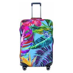 JCAKES Pizza 3D Gepäckabdeckung, Personalisierte Gepäckabdeckungen Trolley Case Protector, Fashion Printed Washable Elastic Travel Suitcase Cover, 45.72-81.28cm, Rosa Blume Tropische Pflanze, S von JCAKES