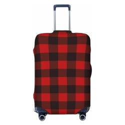 JCAKES Red Cherries Gepäckabdeckung, personalisierte Gepäckabdeckungen Trolley Case Protector Fashion Printed Washable Elastic Travel Suitcase Cover, 45.72-81.28cm, Kariert, rot und schwarz, L von JCAKES