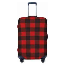 JCAKES Red Cherries Gepäckabdeckung, personalisierte Gepäckabdeckungen Trolley Case Protector Fashion Printed Washable Elastic Travel Suitcase Cover, 45.72-81.28cm, Kariert, rot und schwarz, XL von JCAKES