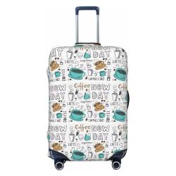 JCAKES Red Cherries Gepäckabdeckung, personalisierte Gepäckabdeckungen Trolley Case Protector Fashion Printed Washable Elastic Travel Suitcase Cover, 45.72-81.28cm, Köstlicher Kaffee, L von JCAKES