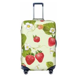 JCAKES Red Cherries Gepäckabdeckung, personalisierte Gepäckabdeckungen Trolley Case Protector Fashion Printed Washable Elastic Travel Suitcase Cover, 45.72-81.28cm, Schöne Erdbeere, L von JCAKES