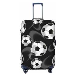 JCAKES Rosa Flamingos Gepäckabdeckung, Personalisierte Gepäckabdeckungen Trolley Case Protector Mode Gedruckt Waschbar Elastische Reisekofferabdeckung 45,72-81,28 cm, Fußball Schwarz, M von JCAKES