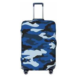 JCAKES Sugar Skulls Gepäckabdeckung, Personalisierte Gepäckabdeckungen, Trolley-Koffer-Schutz, modisch bedruckt, waschbar, elastisch, Reisekoffer-Abdeckung, 45,72-81,28 cm, blau camouflage, S von JCAKES