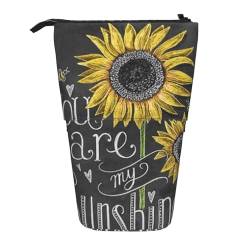 JCAKES You are My Sunflower Standing Pencil Case, Cute Pattern Pencil Case - Expandable Makeup Bag, Pop Up Office Stationery Organizer, Cosmetic Pouch, Daily Essentials Storage Bag, You Are My von JCAKES