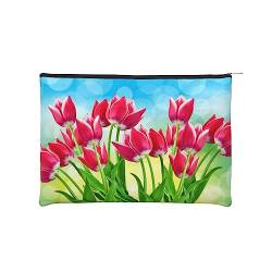 Kosmetiktasche-Reise-Organizer-Tasche – Frühlingsblumen kleine Kosmetiktaschen für Frauen – Kulturbeutel – Mini-Make-up-Tasche mit Reißverschluss, Schwarz , Einheitsgröße von JCAKES