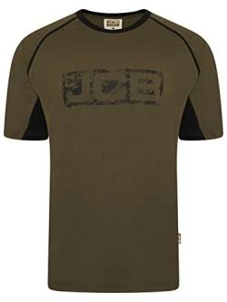 JCB Workwear – Trade Work T-Shirt – Herren T-Shirt für die Arbeit – Distressed Logo – Kontrastakzente – 100% Baumwolle – Olivgrün / Schwarz, Schwarz , M von JCB
