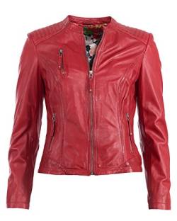 JCC Damen Lederjacke Im Biker Stil 125302 Red 38 Rot von JCC