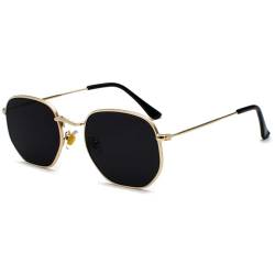 JCTAIFOO Mode Polygon Sonnenbrille für Herren und Damen Leichter Sechseckiger Metallrahmen UV400 Schutz Brille Gold/Dunkelgrau von JCTAIFOO