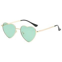 JCTAIFOO Polarisierte Herz Sonnenbrille für Damen Vintage Mode Liebe Form Gold Metallrahmen Nette Party Festival Brille Gold/Grün von JCTAIFOO