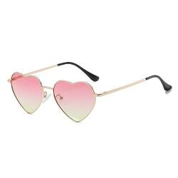 JCTAIFOO Polarisierte Herz Sonnenbrille für Damen Vintage Mode Liebe Form Gold Metallrahmen Nette Party Festival Brille Gold/Rosa-gelb gradient von JCTAIFOO