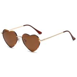 JCTAIFOO Polarisierte Herz Sonnenbrille für Damen Vintage Mode Liebe Form Gold Metallrahmen Nette Party Festival Brille Gold-leopard/Braun von JCTAIFOO