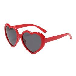 JCTAIFOO Polarisierte Liebe Herz Sonnenbrille Damen Vintege Mode übergroße Herz-Form Brille für Party Festival Rot/Dunkelgrau von JCTAIFOO