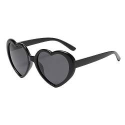 JCTAIFOO Polarisierte Liebe Herz Sonnenbrille Damen Vintege Mode übergroße Herz-Form Brille für Party Festival Schwarz/Dunkelgrau von JCTAIFOO