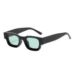 JCTAIFOO Retro Polarisierte Rechteck Sonnenbrille Damen Herren Vintage Rechteckig Kleine Quadratische Chunky Brille UV400 Schutz Schwarz/Grün von JCTAIFOO