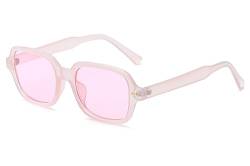 JCTAIFOO Retro Rechteck Oval Sonnenbrille Damen Herren Vintage Rechteckig Gelb Gradient getönte Brille Rosa von JCTAIFOO
