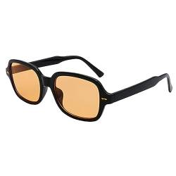 JCTAIFOO Retro Rechteck Oval Sonnenbrille Damen Herren Vintage Rechteckig Gelb Gradient getönte Brille Schwarz/Orange von JCTAIFOO