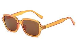JCTAIFOO Retro Rechteck Oval Sonnenbrille Damen Herren Vintage Rechteckig Gelb Gradient getönte Brille Transparent Orange/Teebraun von JCTAIFOO