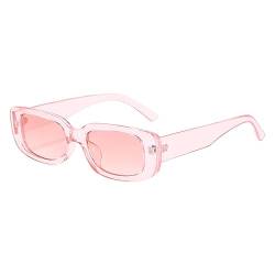 JCTAIFOO Retro Rechteck Sonnenbrille für Damen Herren Vintage Mode Rechteckig Schmale Quadratische Brille UV400 Schutz Rosa von JCTAIFOO