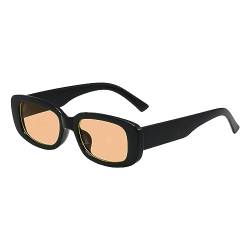 JCTAIFOO Retro Rechteck Sonnenbrille für Damen Herren Vintage Mode Rechteckig Schmale Quadratische Brille UV400 Schutz Schwarz/Gelb von JCTAIFOO