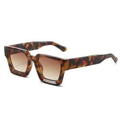 JCTAIFOO Vintage Rechteck Sonnenbrille für Damen Herren Retro Rechteckig Chunky Quadrat Große Dicke Frame Brille Schildkröte/Teebraun von JCTAIFOO