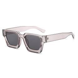 JCTAIFOO Vintage Rechteck Sonnenbrille für Damen Herren Retro Rechteckig Chunky Quadrat Große Dicke Frame Brille Transparent grau/Grau von JCTAIFOO