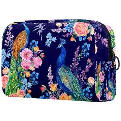 Blumen Und Vogel-Pfau Make-Up-Tasche Tragbare Kosmetiktaschen Für Frauen Mädchen von JDEZ