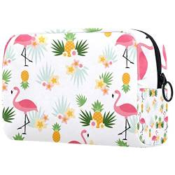 Flamingos und Ananas und Blumen Kosmetiktasche Portable Pouch Kulturbeutel Zubehör Organizer von JDEZ
