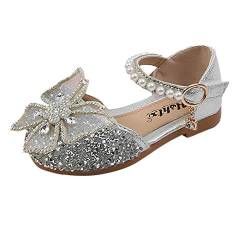 JDGY Leder Kinderschuhe 20 Mädchen Prinzessin Schuhe Kinder Kleinkind Schuhe Junge Kinder Schuhe Mit Bow-knot Tanzschuhe Weicher Boden Lauflernschuhe Babyschuhe, Z01silber, 28 EU von JDGY