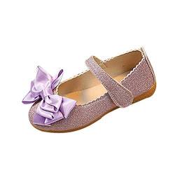 JDGY Leder Kinderschuhe 20 Mädchen Prinzessin Schuhe Kinder Kleinkind Schuhe Junge Kinder Schuhe Mit Bow-knot Tanzschuhe Weicher Boden Lauflernschuhe Babyschuhe, Z02lila, 21 EU von JDGY