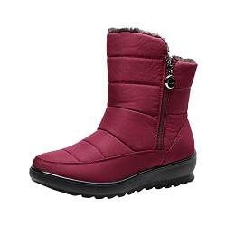 JDGY Wasserdicht Winterstiefel Damen Schneestiefel Flache Hohe Stiefel Plus Samt Snow Boots mit Reißverschluss Thermostiefel Winter Warme Stiefeletten Baumwollschuhe Outdoor Rutschfest von JDGY