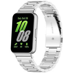 Edelstahl-Metall-Uhrenarmbänder, verstellbares Ersatz-Uhrenarmband, Schnellverschluss-Ersatzbänder, Smartwatch-Armbänder for (Samsung) Galaxy Fit 3 SM-R390 Band von JDXFENG