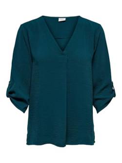 Damen JDY Lange Freizeit Hemd Bluse 3/4 Ärmel Tunika Longshirt Loose Oberteil Locker Leicht JDYDIVYA, Farben:Petrol, Größe:40 von JDY NOOS