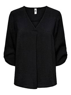 Damen JDY Lange Freizeit Hemd Bluse 3/4 Ärmel Tunika Longshirt Loose Oberteil Locker Leicht JDYDIVYA, Farben:Schwarz, Größe:36 von JDY NOOS