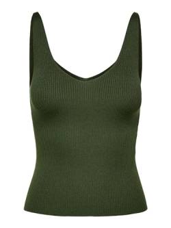 JDY Damen Tank Top Oberteil JDYNANNA Basic Shirt Ärmellos Struktur Pullover V-Neck Ausschnitt, Farben:Grün, Größe:32 von JDY NOOS