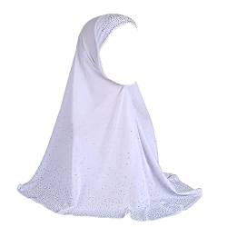 JDYaoYing Damen Bling Strass Muslim Hijab Schal Hals Cover Full Cover Lange Turban Kopftuch Wrap Schals Kopfbedeckung, weiß, One size von JDYaoYing