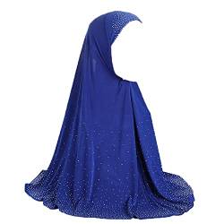 JDYaoYing Frauen Bling Strass Muslim Hijab Schal Neck Cover Full Cover Lange Turban Kopftuch Wrap Schals Headwear, blau, One size von JDYaoYing