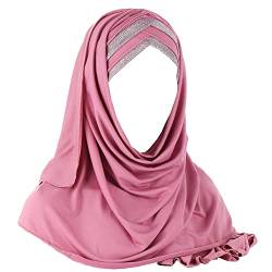 JDYaoYing Frauen Pailletten Hijab Muslim Kopftuch Islamischer Schal Lange Turban Kappe Kopfbedeckung, Pink, Einheitsgröße von JDYaoYing