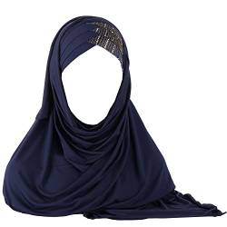 JDYaoYing Glitzer Pailletten Hijab Muslim Kopftuch Schal Islamischer Schal Lange Turban Kappe Kopfbedeckung, Schwarz, Einheitsgröße von JDYaoYing