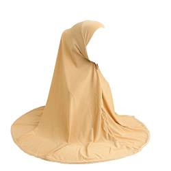 JDYaoYing Muslimische islamische Hijabs Kopftuch für Damen, langer Turban-Kappe, einfarbig, Hijab, beige, One size von JDYaoYing