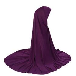 JDYaoYing Muslimische islamische Hijabs Kopftuch für Damen, langer Turban-Kappe, einfarbig, Hijab, violett, One size von JDYaoYing