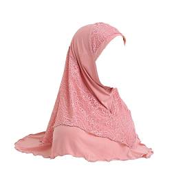 JDYaoYing Muslimischer Hijab-Kopfschal für Damen, Spitze, islamischer Turban-Schal, Schal, rose, One size von JDYaoYing